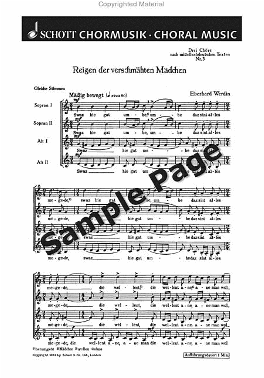 Werdin E Reigen D Verschmaehten Maedche SSAA scores gallery preview page 2