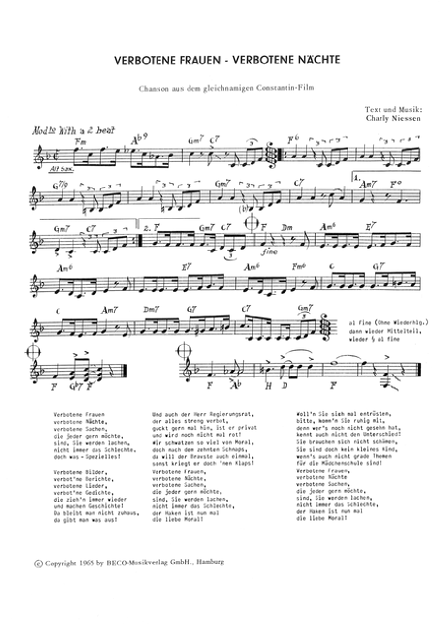 Verbotene Frauen - Verbotene Nachte Alto Saxophone scores gallery preview page 3