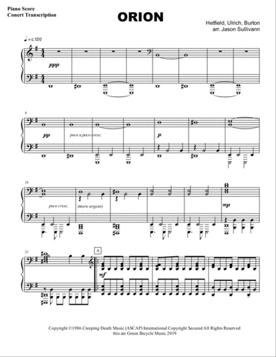 Orion Piano Solo scores gallery preview page 1