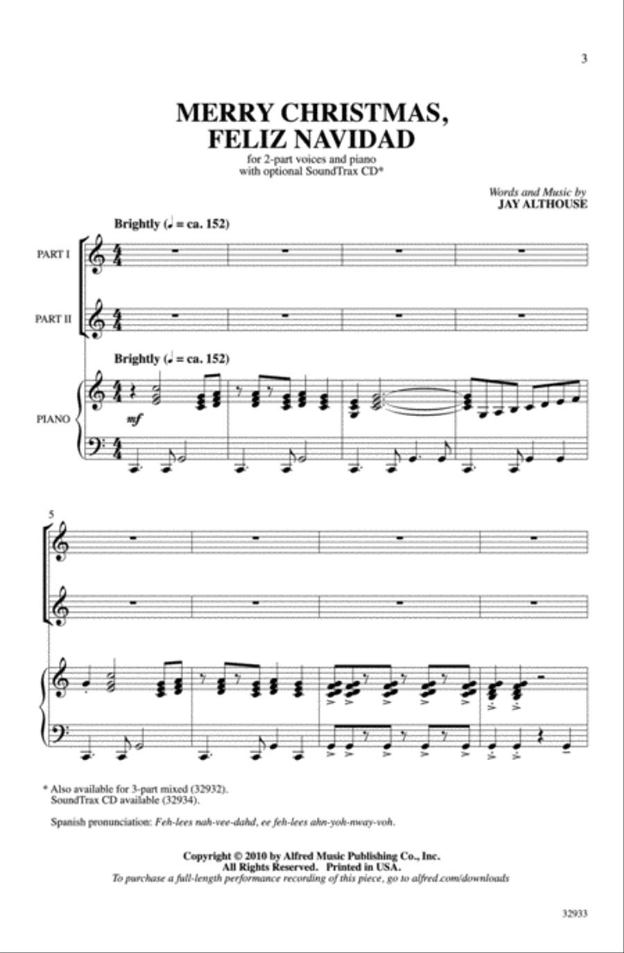 Merry Christmas, Feliz Navidad 2-Part scores gallery preview page 2