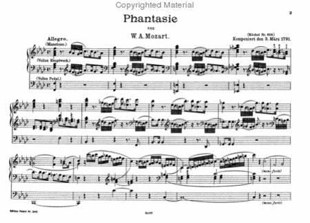 Fantasia in F minor for Organ K608