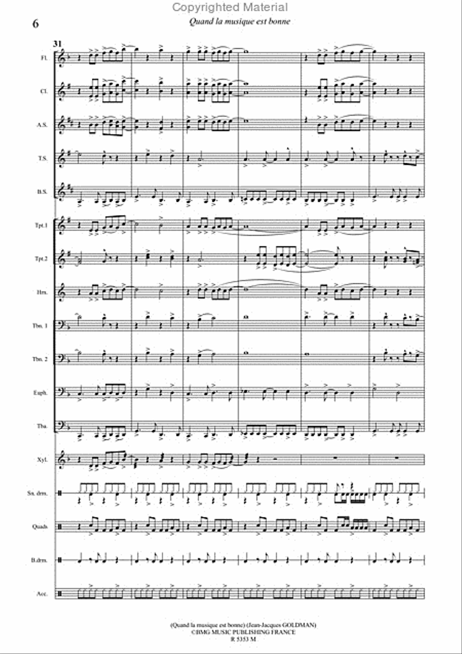Quand la Musique Est Bonne Concert Band scores gallery preview page 7