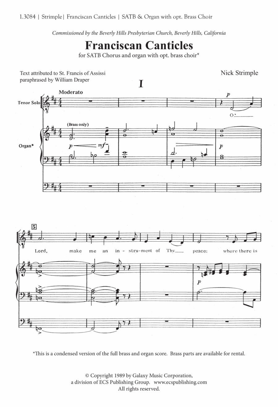 Franciscan Canticles 4-Part scores gallery preview page 1