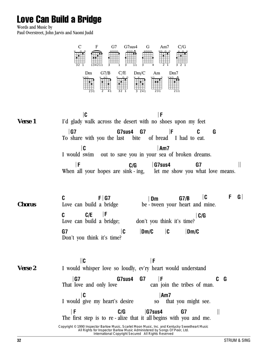 Love Can Build A Bridge Acoustic Guitar scores gallery preview page 1
