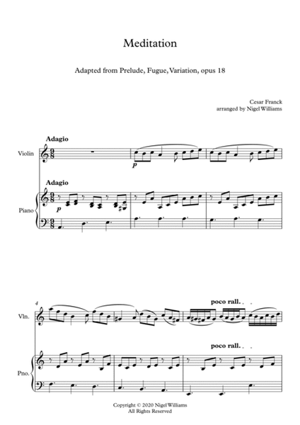 Meditation, (Opus 18), for Violin and Piano image number null