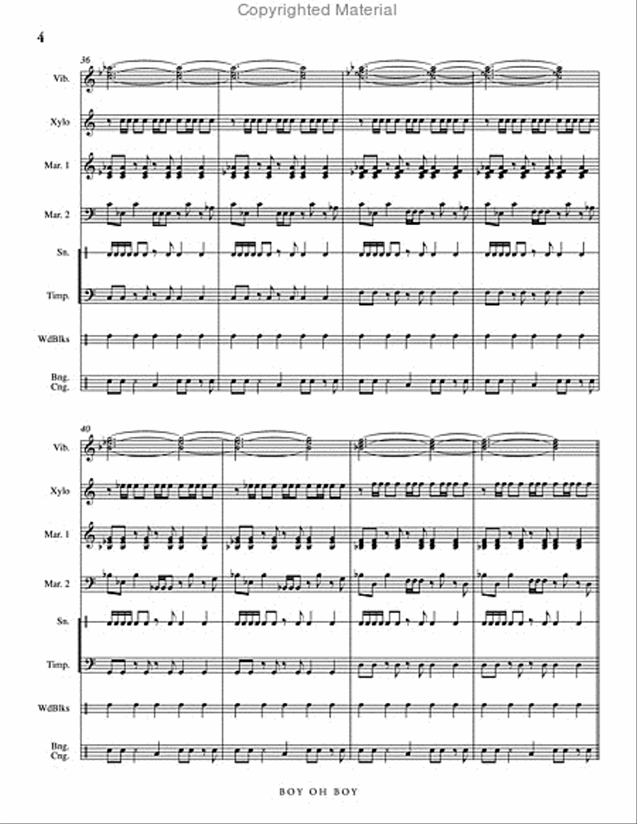 Boy, Oh Boy Boy, Oh Boy Percussion Ensemble scores gallery preview page 5