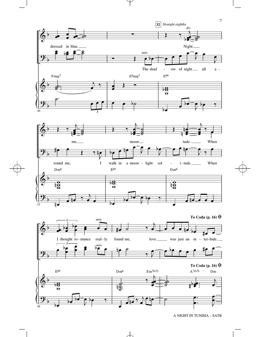 A Night In Tunisia (arr. Paris Rutherford) 4-Part scores gallery preview page 5