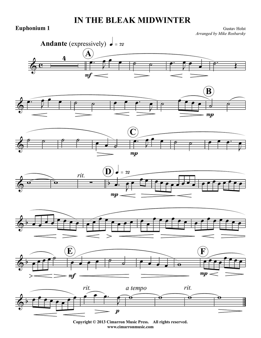 In the Bleak Midwinter by Gustav Holst Euphonium - Digital Sheet Music page 3