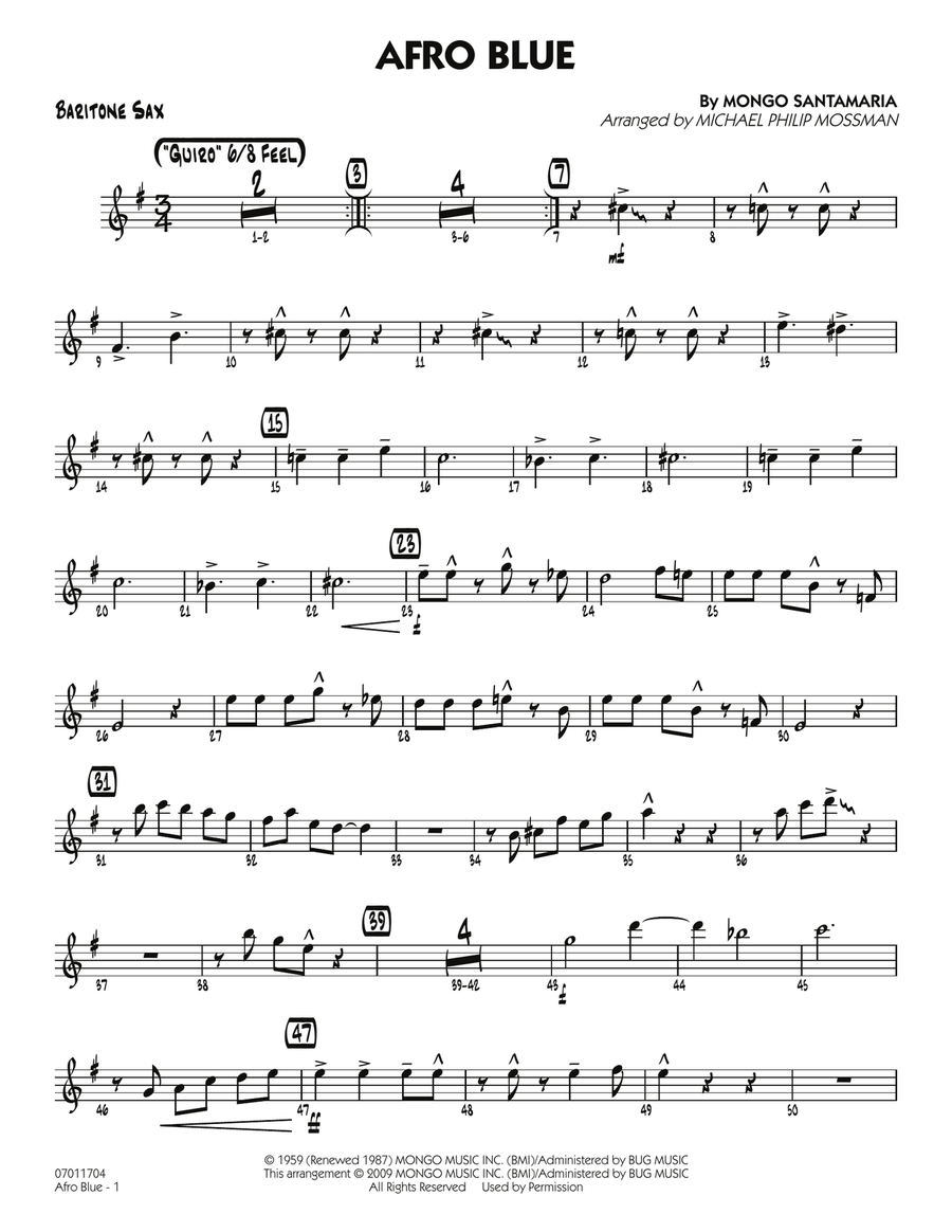 Afro Blue - Baritone Sax Jazz Ensemble scores gallery preview page 1