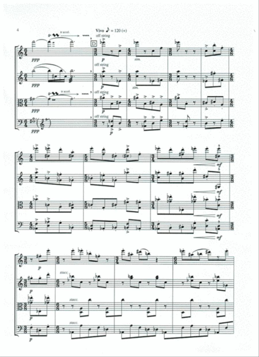 Moving Between - Score Only String Quartet scores gallery preview page 6