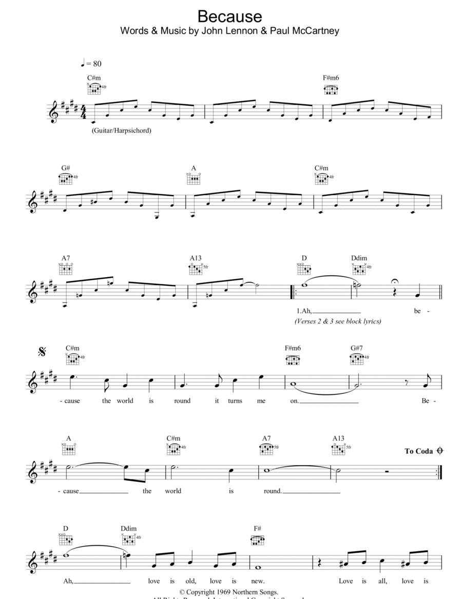Because Piano scores gallery preview page 1