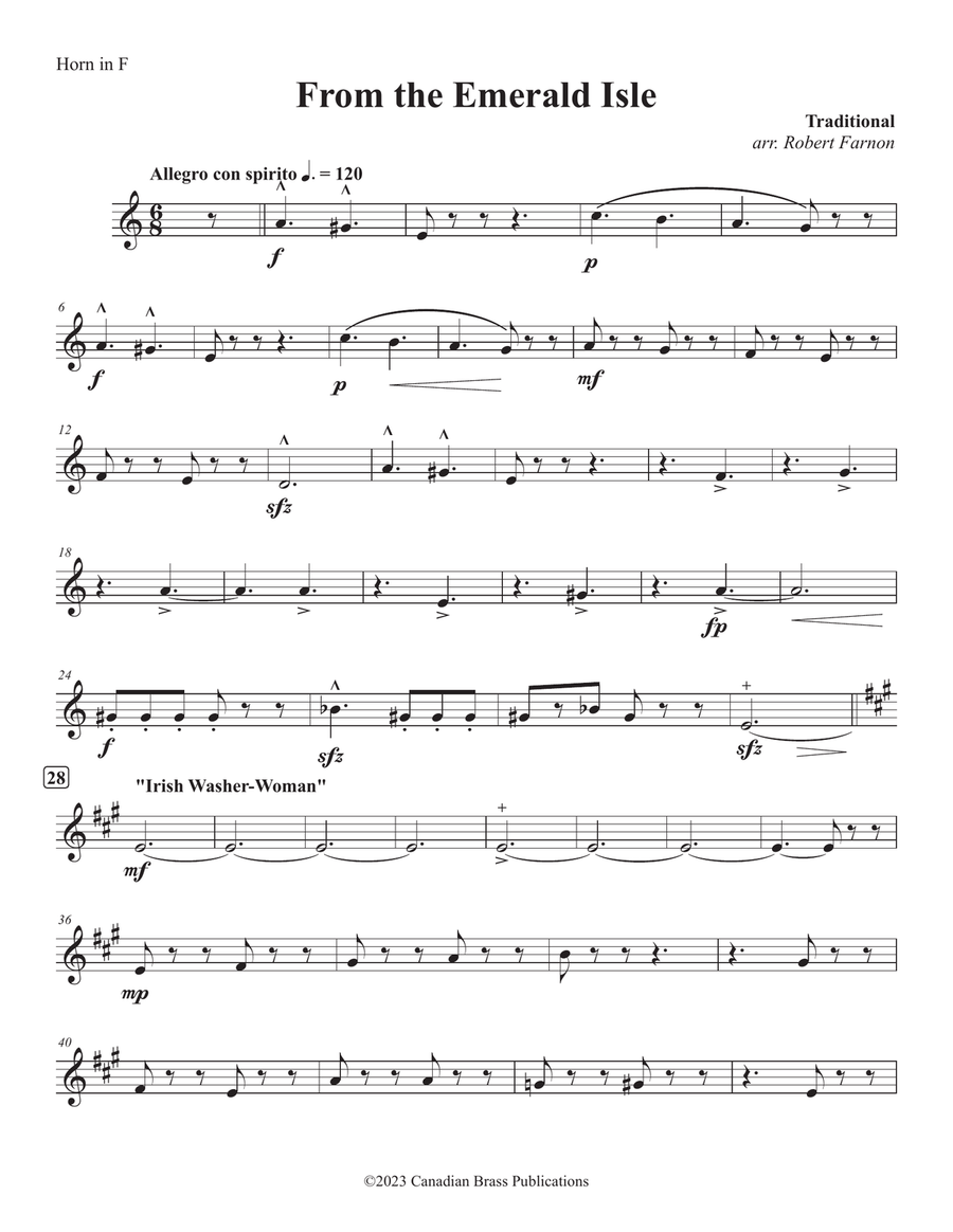 From The Emerald Isle - F Horn Brass Quintet scores gallery preview page 1