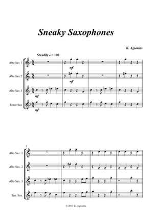 Book cover for Sneaky Saxophones - Quartet for Young Sax Players (AAAT)