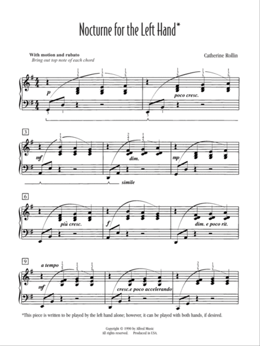 Nocturne for Left Hand (for left hand alone)