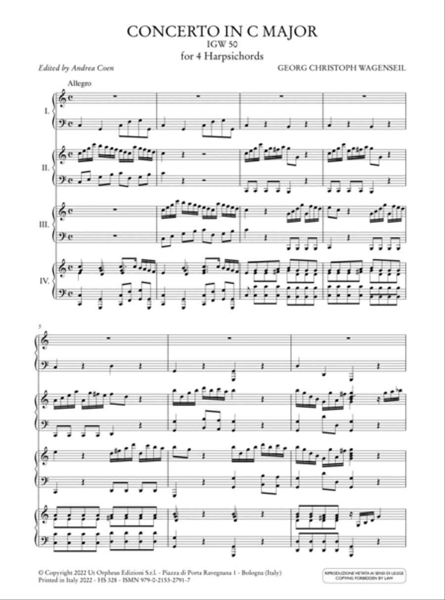 Concerto in C Major IGW 50 for 4 Harpsichords Harpsichord scores gallery preview page 2