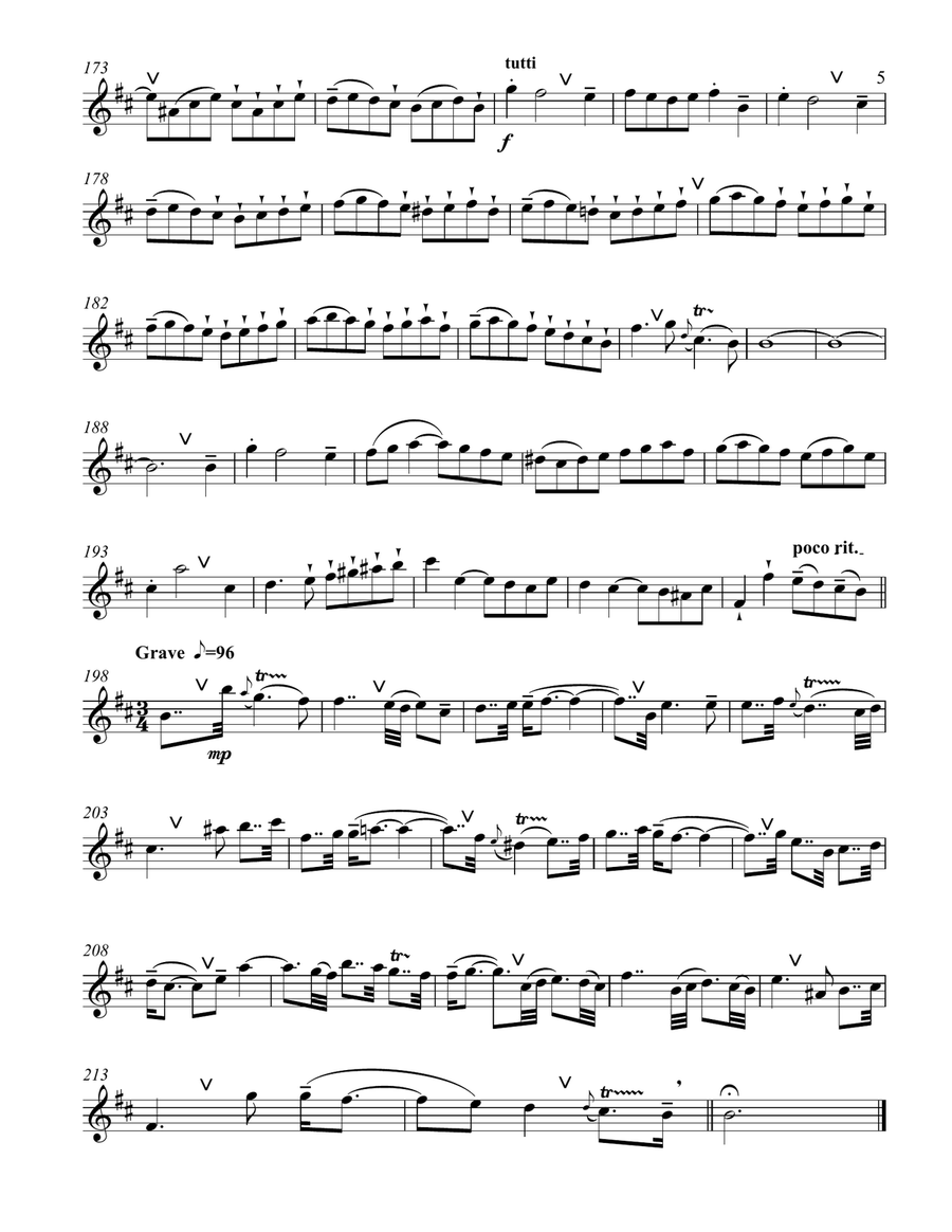 Bach Suite # 2 in B minor for flute & strings Chamber Orchestra scores gallery preview page 5