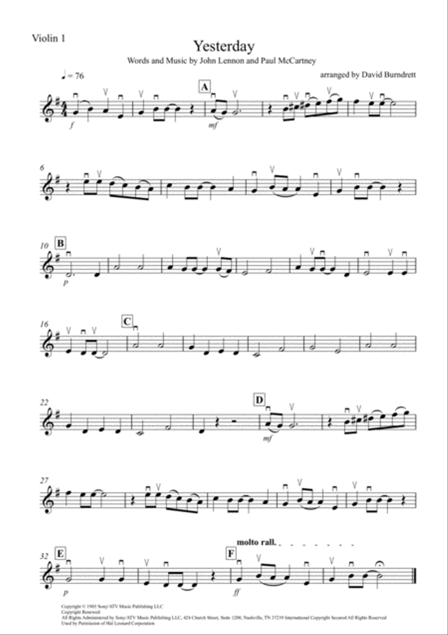 Yesterday Yesterday String Quartet scores gallery preview page 3
