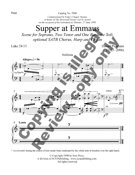 Supper at Emmaus (Harp Part)