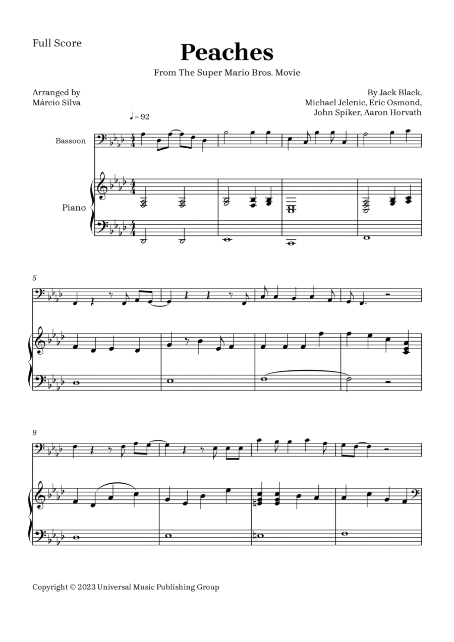 Peaches Bassoon scores gallery preview page 1