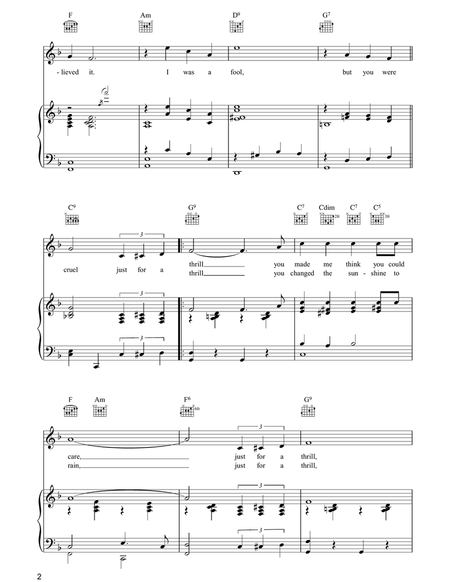 Just For A Thrill Piano, Vocal, Guitar scores gallery preview page 2