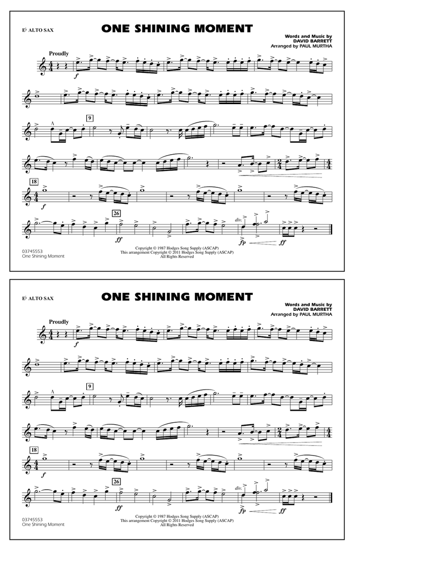 One Shining Moment - Eb Alto Sax Marching Band scores gallery preview page 1
