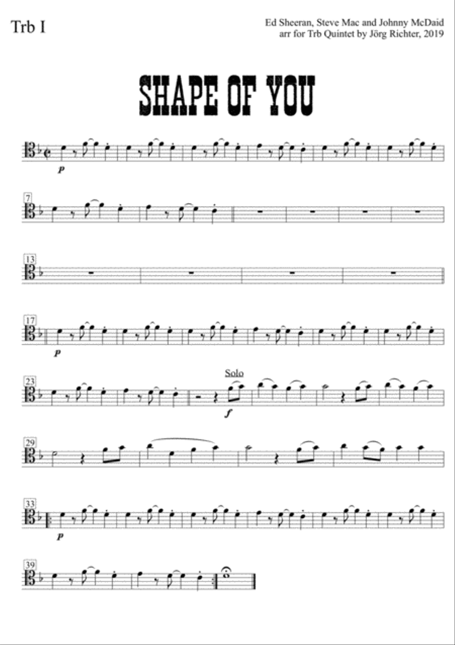 Shape Of You Brass Quintet scores gallery preview page 5
