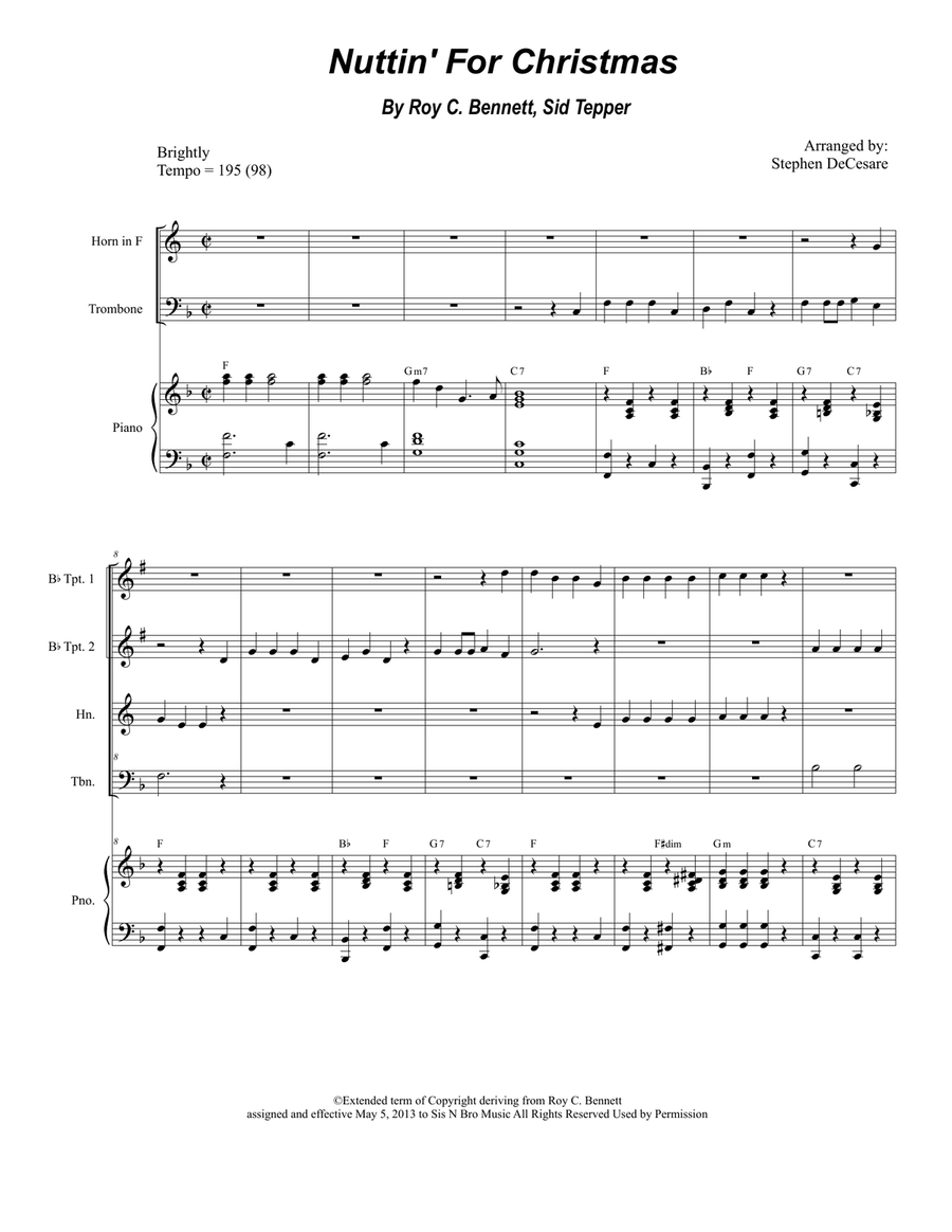 Nuttin' For Christmas Brass Ensemble scores gallery preview page 1