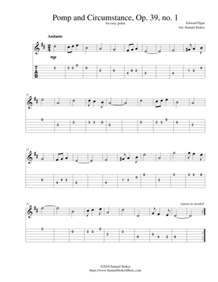 Pomp and Circumstance - for easy guitar with TAB