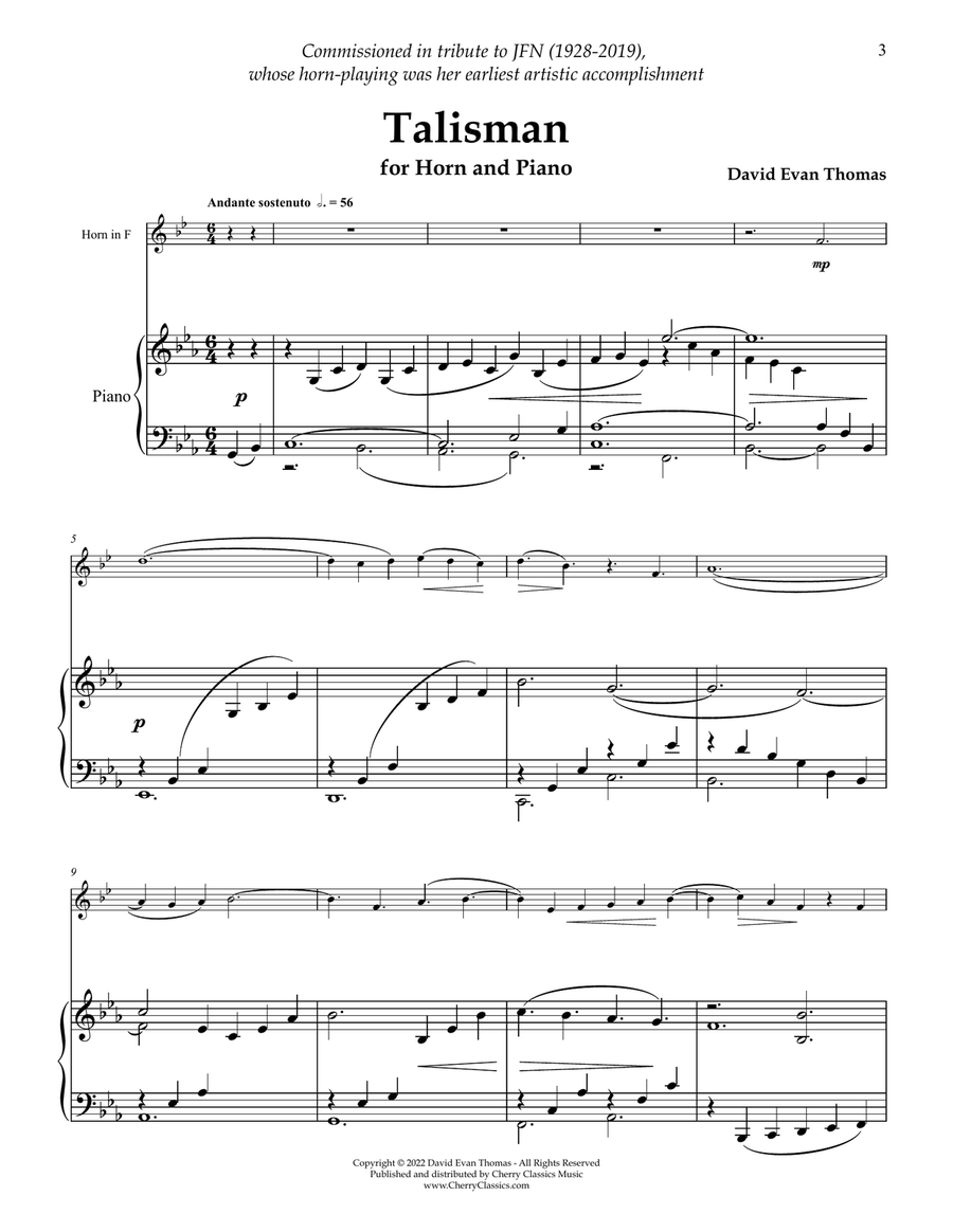 Talisman for Horn and Piano Piano scores gallery preview page 3