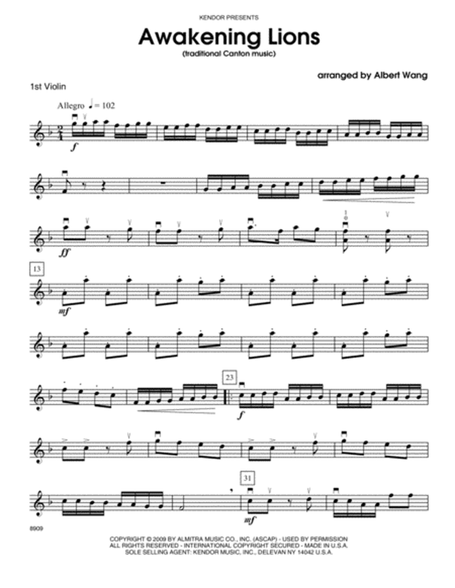 Awakening Lions (traditional Canton music) - Violin 1