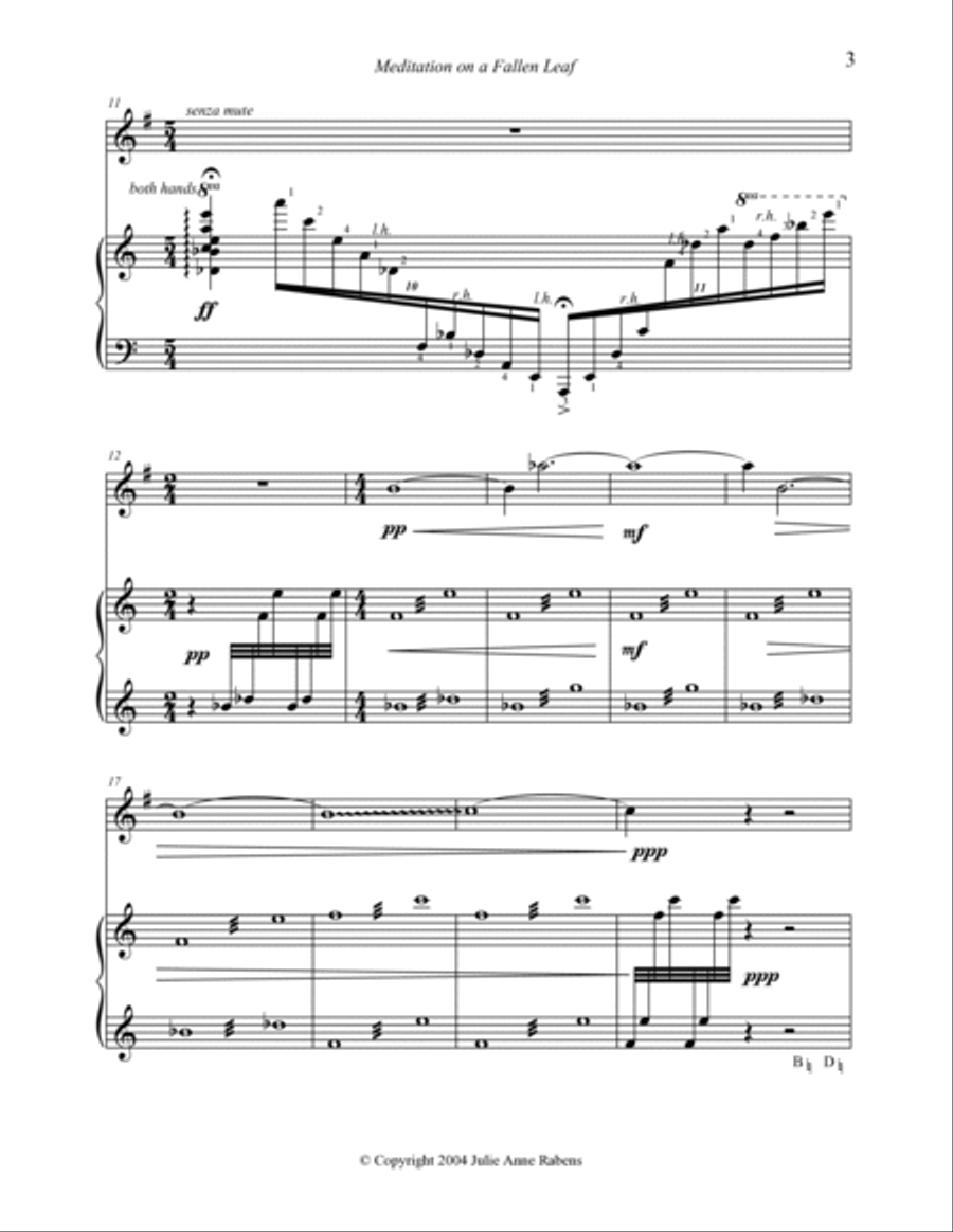Meditation on a Fallen Leaf: for pedal harp and horn in F or cello