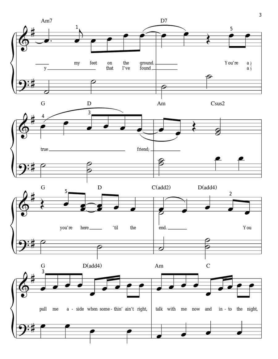 True Friend True Friend Easy Piano scores gallery preview page 3