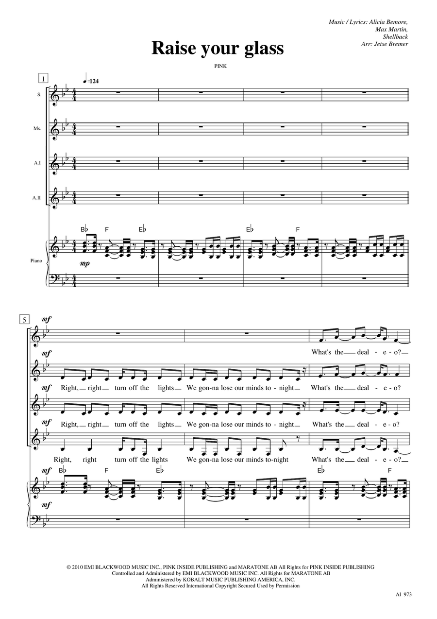 Raise Your Glass Raise Your Glass SSAA scores gallery preview page 1