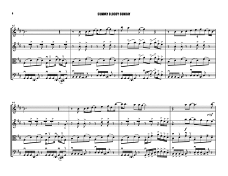 Sunday Bloody Sunday String Quartet scores gallery preview page 6