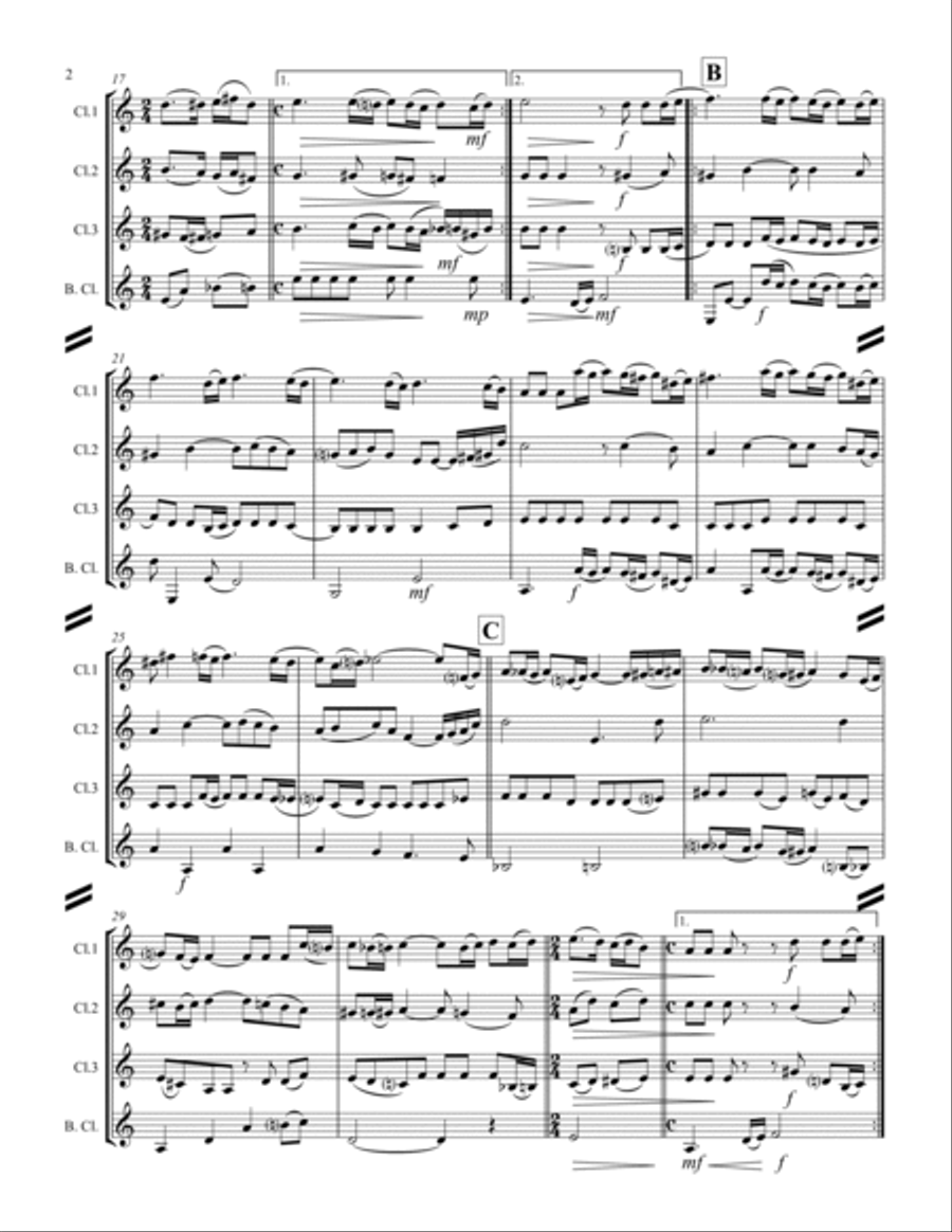 Rachmaninoff - Vocalise Op. 34 No.14 (for Clarinet Quartet) Clarinet Quartet scores gallery preview page 3