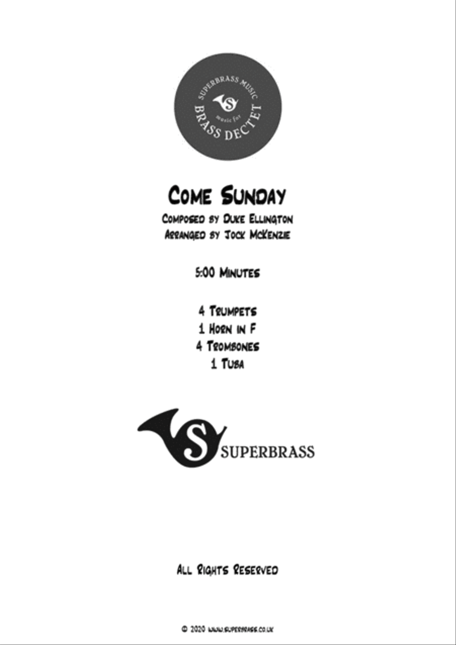 Come Sunday Brass Ensemble scores gallery preview page 1