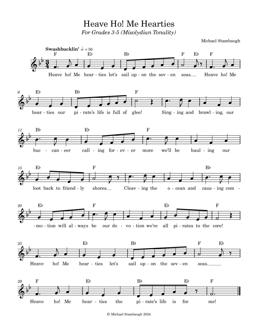 Heave Ho! Me Hearties Piano scores gallery preview page 1