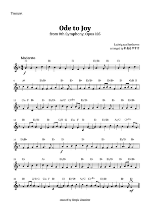 Book cover for Ode to Joy for Trumpet Solo by Beethoven Opus 125