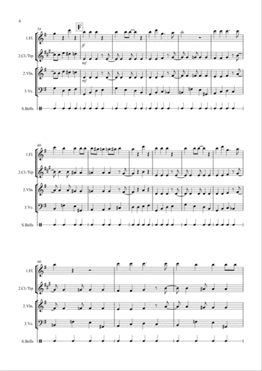 JIngle Bells (Jazzy Style!) for Mixed Trio Large Ensemble scores gallery preview page 4