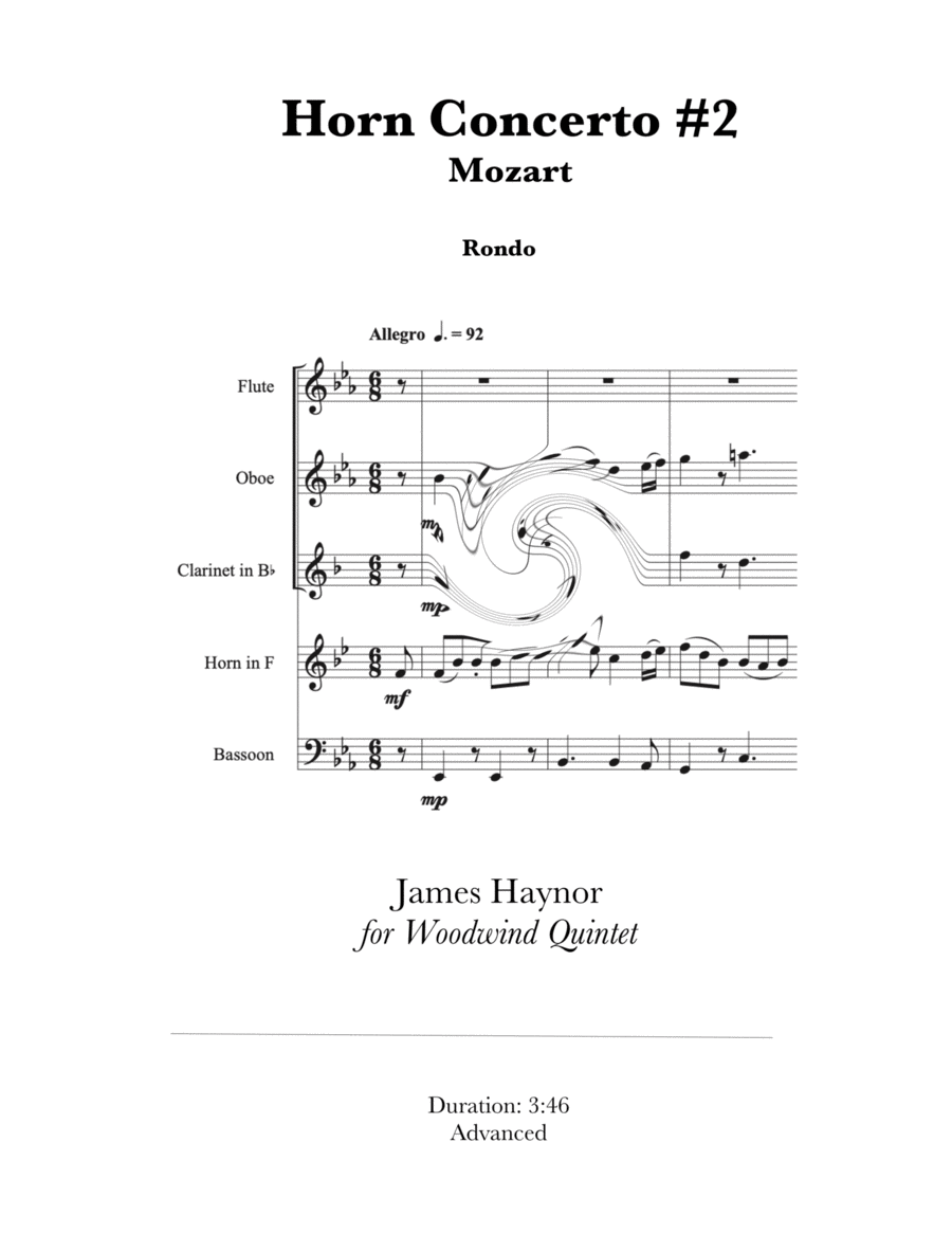 Horn Concerto #2 Finale for Woodwind Quintet Woodwind Quintet scores gallery preview page 1