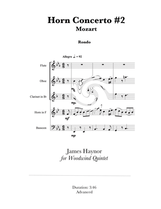 Horn Concerto #2 Finale for Woodwind Quintet