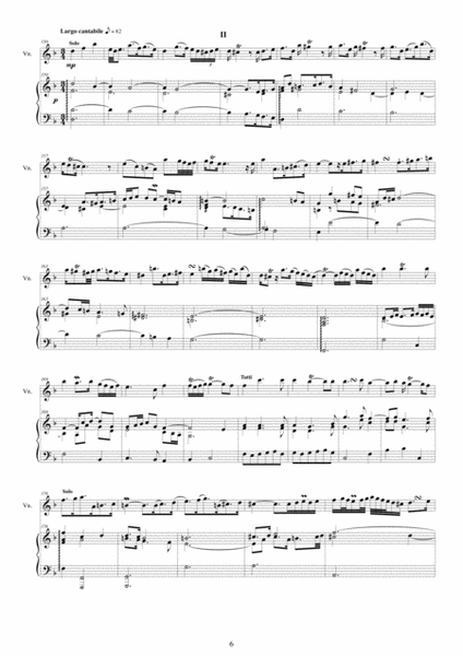 Vivaldi - Violin Concerto in G minor RV 316 Op.4 No.6 for Violin and Piano image number null