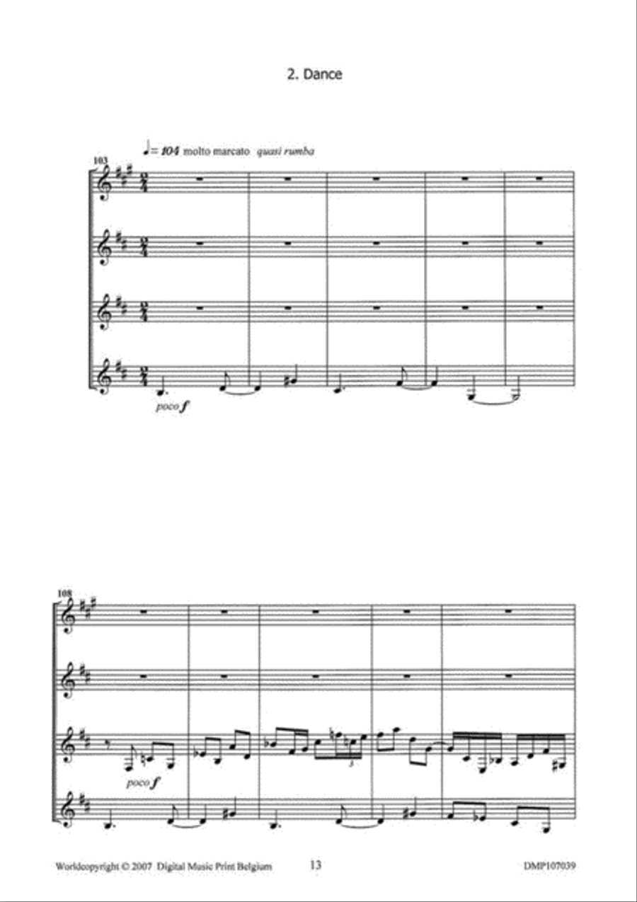 Capriccio, Dance & Chaconne Clarinet Quartet scores gallery preview page 4