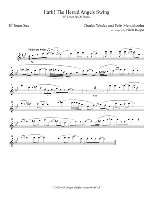 Hark! The Herald Angels Swing (Tenor Sax & Piano) Tenor Sax part