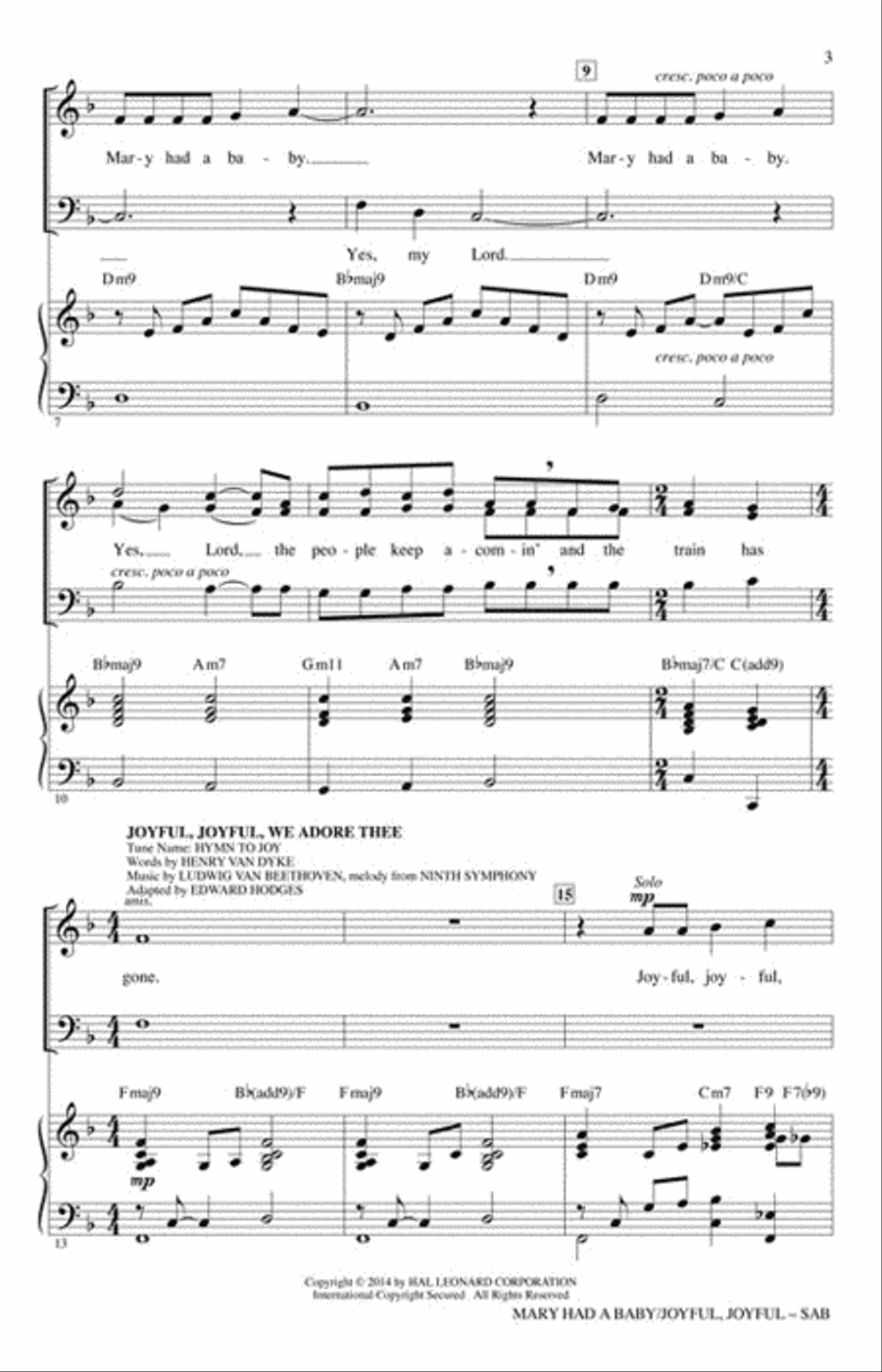 Mary Had a Baby/Joyful, Joyful 3-Part scores gallery preview page 3