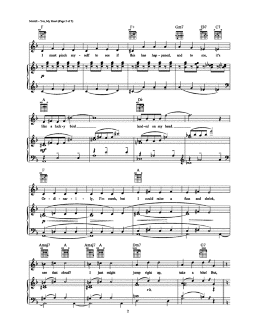 Yes, My Heart Yes, My Heart Piano, Vocal, Guitar scores gallery preview page 2