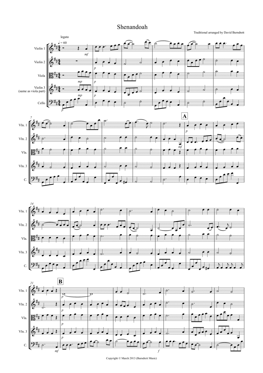 Shenandoah for String Quartet String Quartet scores gallery preview page 1