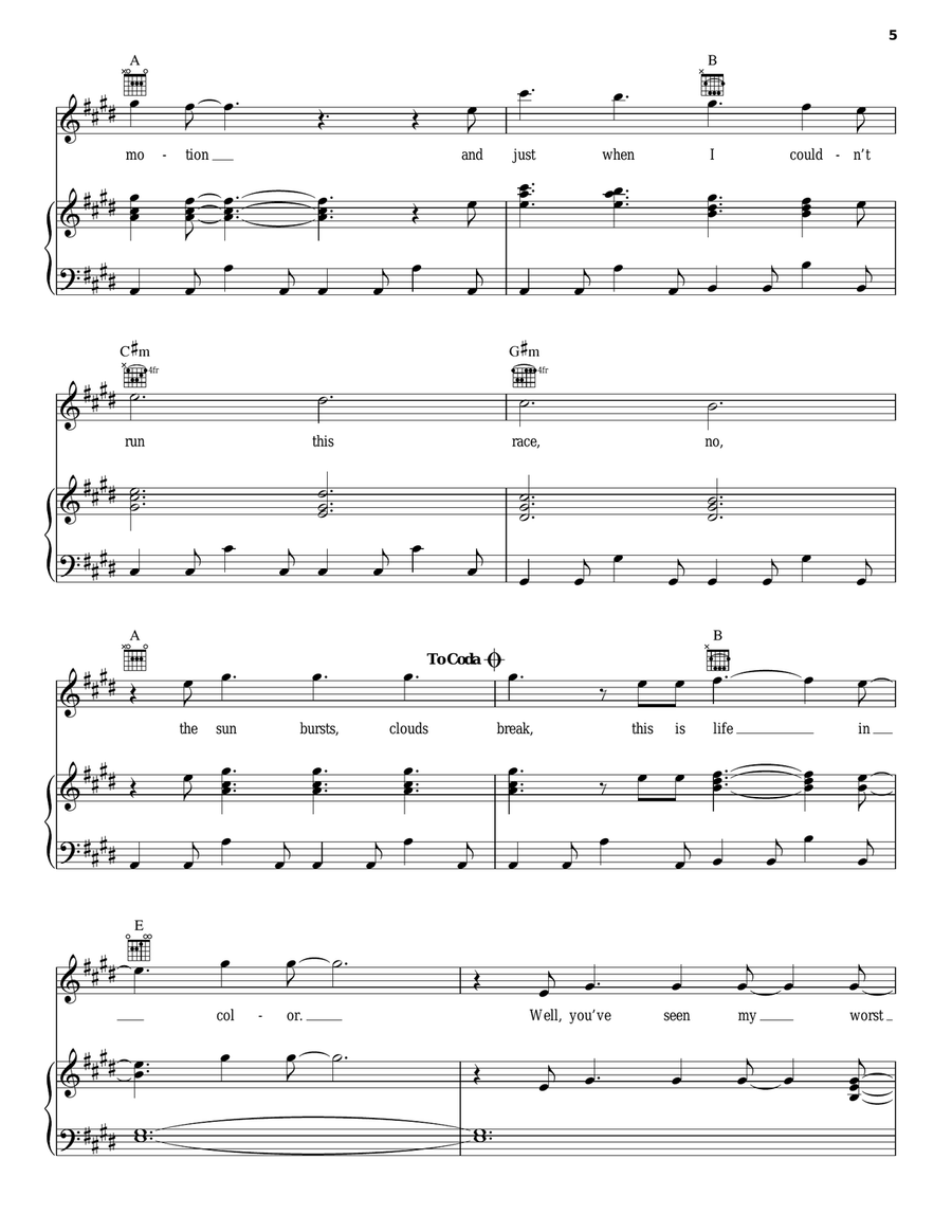 Life In Color Piano, Vocal, Guitar scores gallery preview page 5