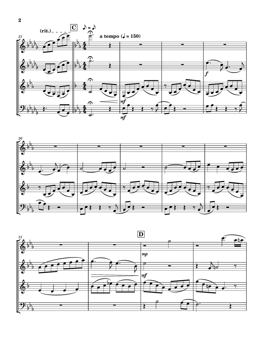 Wind Quartet No. 2 in D-flat Major, Op. 27 Woodwind Quartet scores gallery preview page 2
