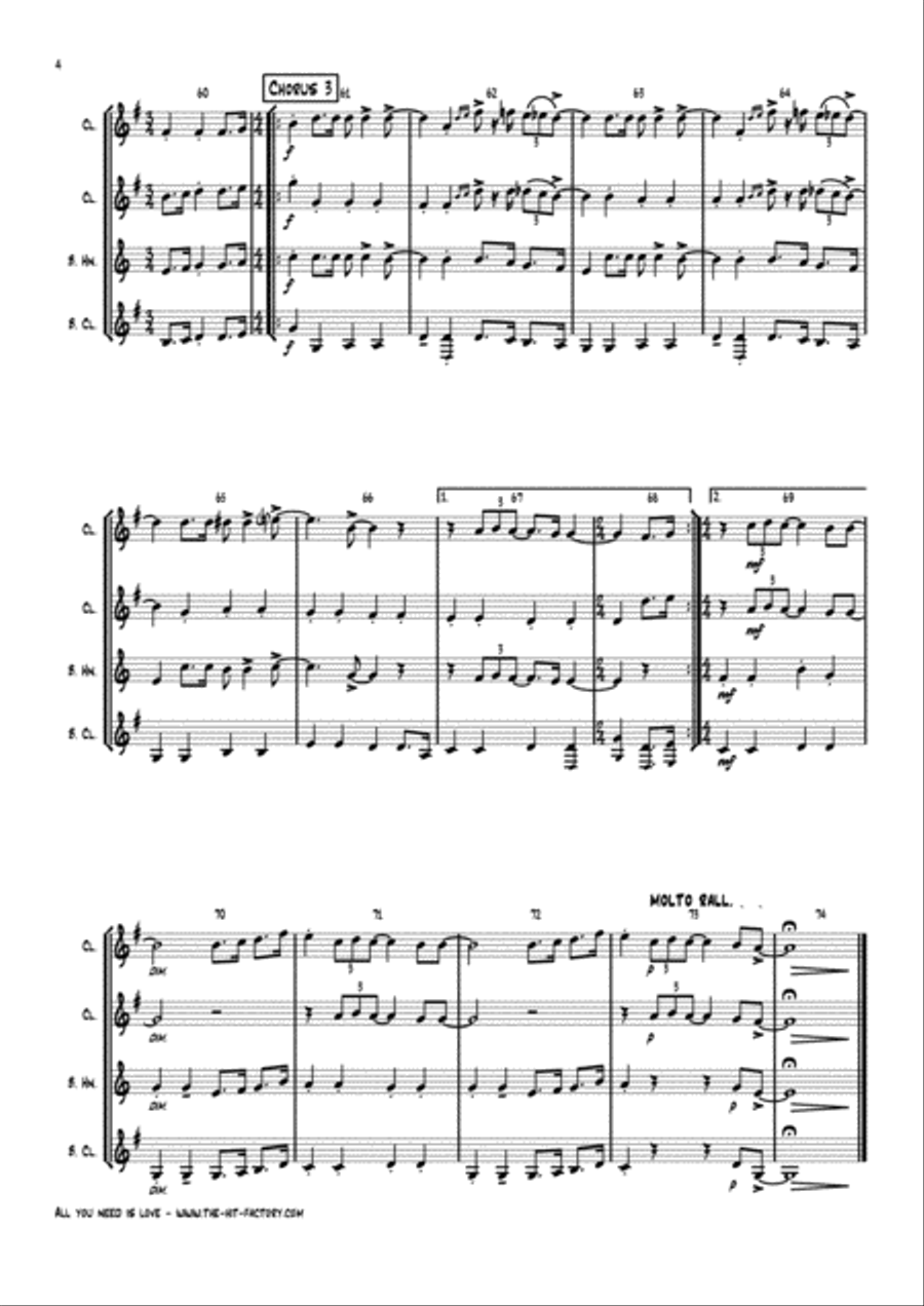 All You Need Is Love All You Need Is Love Woodwind Ensemble scores gallery preview page 4